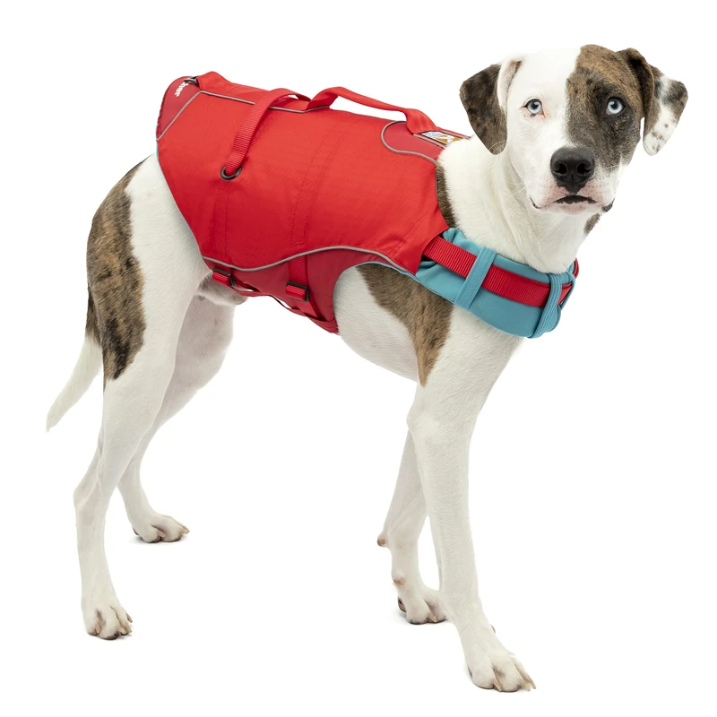 Kurgo Surf 'n Turf Dog Life Jacket, Flotation Vest for Dogs, Reflective, Adjustable, Medium-Red