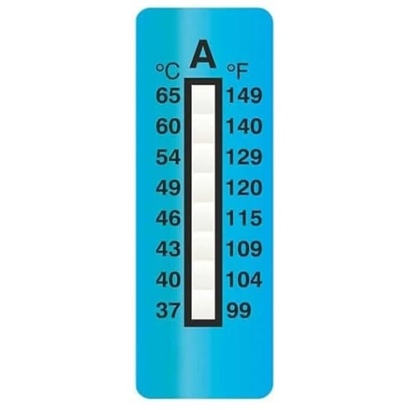Digi-Sense Irreversible 8-Point Vertical Temperature Label, 100-150F/37-65C; 25/Pk