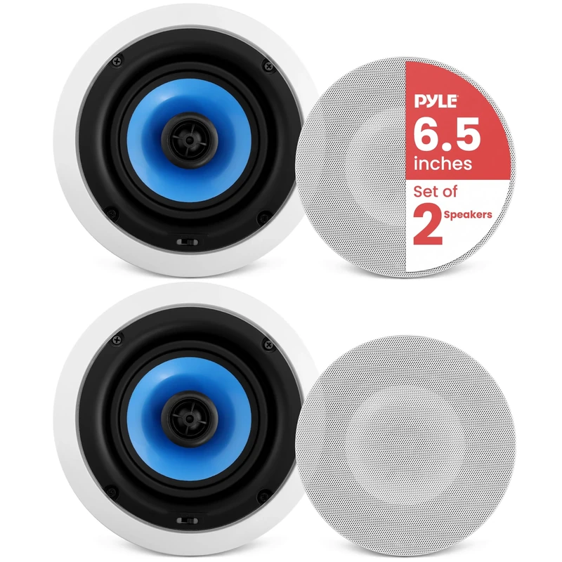PyleHome PIC6E 250 W 6.5-Inch Two Way In-Ceiling Speaker System with Adjustable Treble Control