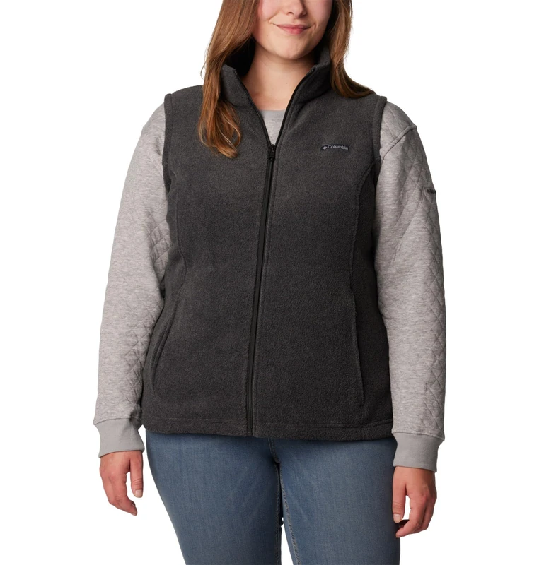 Columbia Women's Benton Springs Vest Fleece, Charcoal Heather, 3X