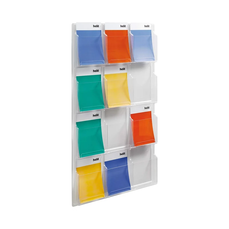 Helit H6259702 Wall Display Clearly, 12 Pockets A4 Highly Transparent