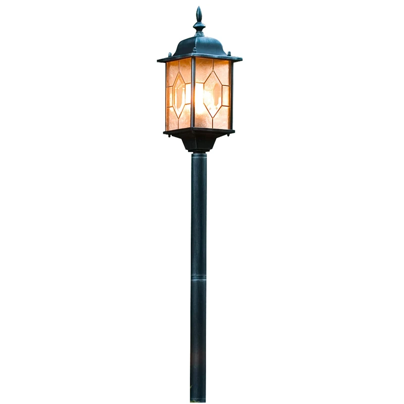 Konstsmide 7245-759 Milano Leaded Effect Pathway Outdoor Light / 1 x 75 W E27 Max Bollard / Leaded Effect Acrylic Glass / Aluminium / IP43 / Outside Light Antique Finish Matt Black-Silver