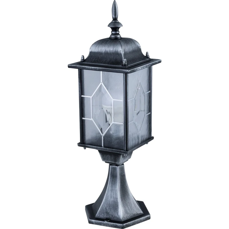 Konstsmide 7246-759 Milano Post Outdoor 1 x 75 W E27 Max Bollard/Leaded Effect Acrylic Glass/Aluminium / IP43 / Outside Light Antique Finish Matt black and silver