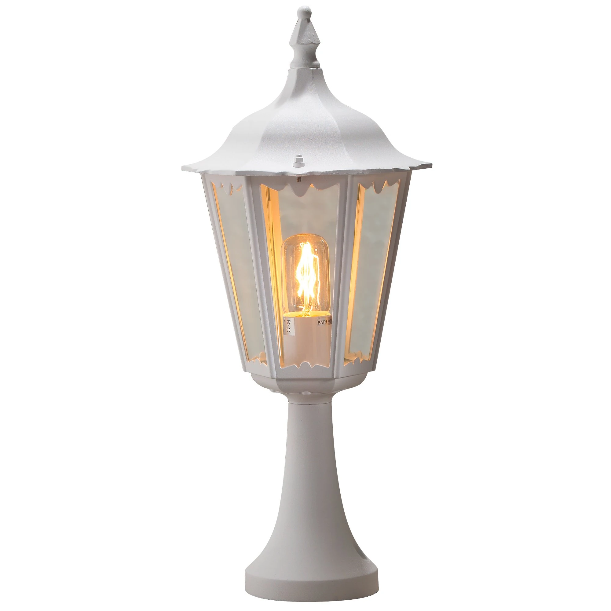 Konstsmide 7214-250 Firenze Post Outdoor Light/ 1 x 100 W E27 Max Bollard/ Clear Glass/ Aluminium/ IP43/ Outside Light Matt White