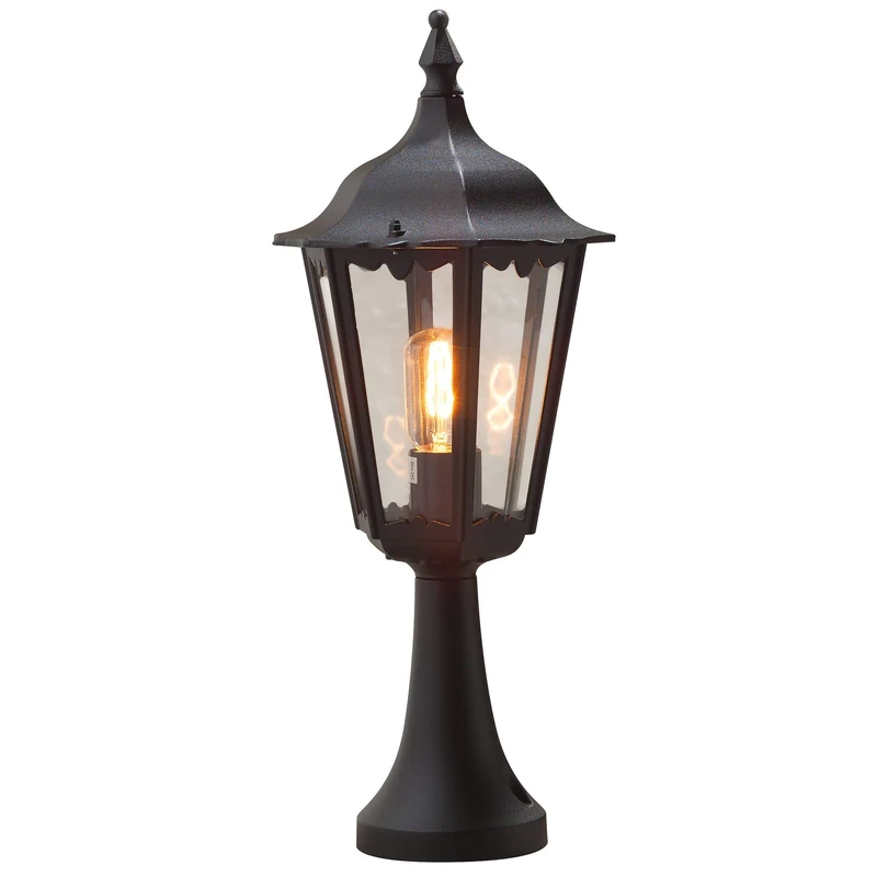 Konstsmide 7214-750 Firenze Post Outdoor Light/ 1 x 100 W E27 Max Bollard/ Clear Glass/ Aluminium/ IP43/ Outside Light Matt Black