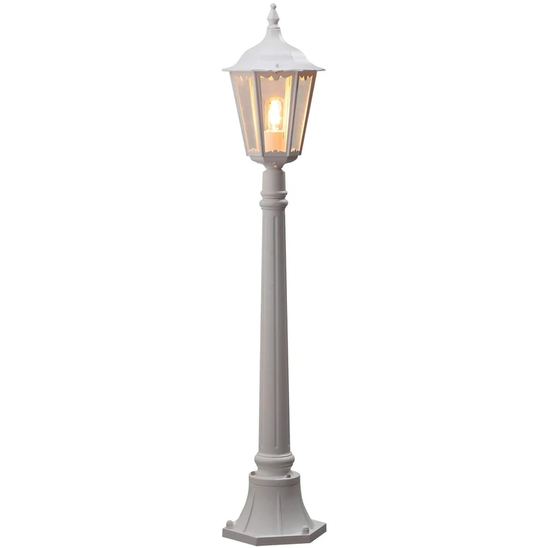 Konstsmide Outdoor Light Firenze Pathway Outdoor Light/ 1 x 100 W E27 Max Bollard/ Clear Glass/ Aluminium/ IP43/ Outside Light Matt White, 7215-250