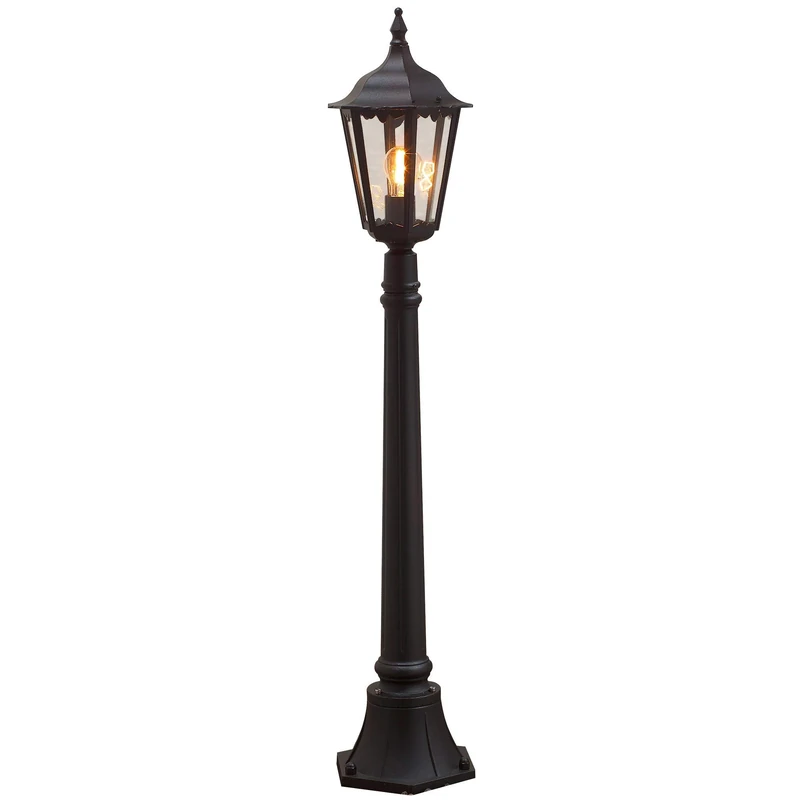 Konstsmide Outdoor Light Firenze Pathway Outdoor Light / 1 x 100 W E27 Max Bollard / Clear Glass / Aluminium / IP43 / Outside Light Matt Black, 7215-750
