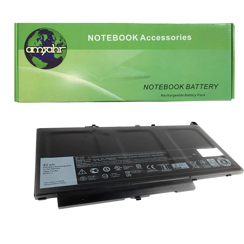 amsahr 11.4 V 42 W 3530 mAh Replacement Battery with Stereo Earphone for Dell 7CJRC/Latitude 12 E7270/12 E7470
