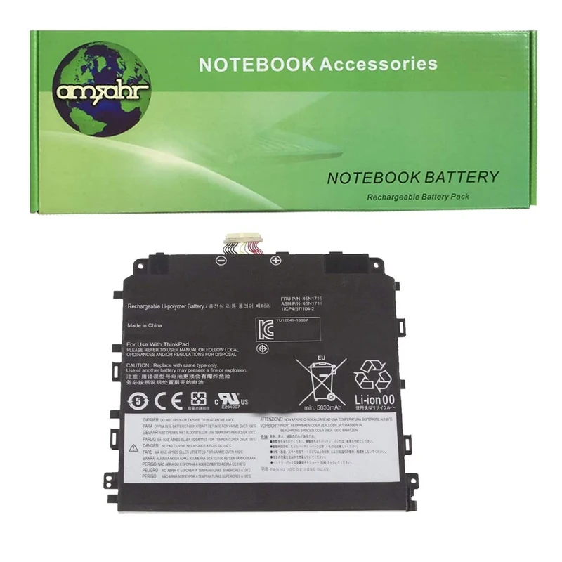 amsahr 3.8 V 20.52 W 5400 mAh Replacement Battery with Stereo Earphone for Lenovo 45N1714/ThinkPad 8