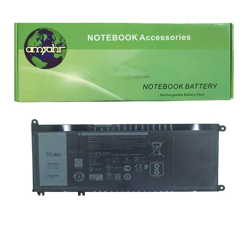 amsahr 15.2 V 56 W 3500 mAh Replacement Battery with Mini Optical Mouse for Dell 33YDH/inspiron 17 7778/17 7773