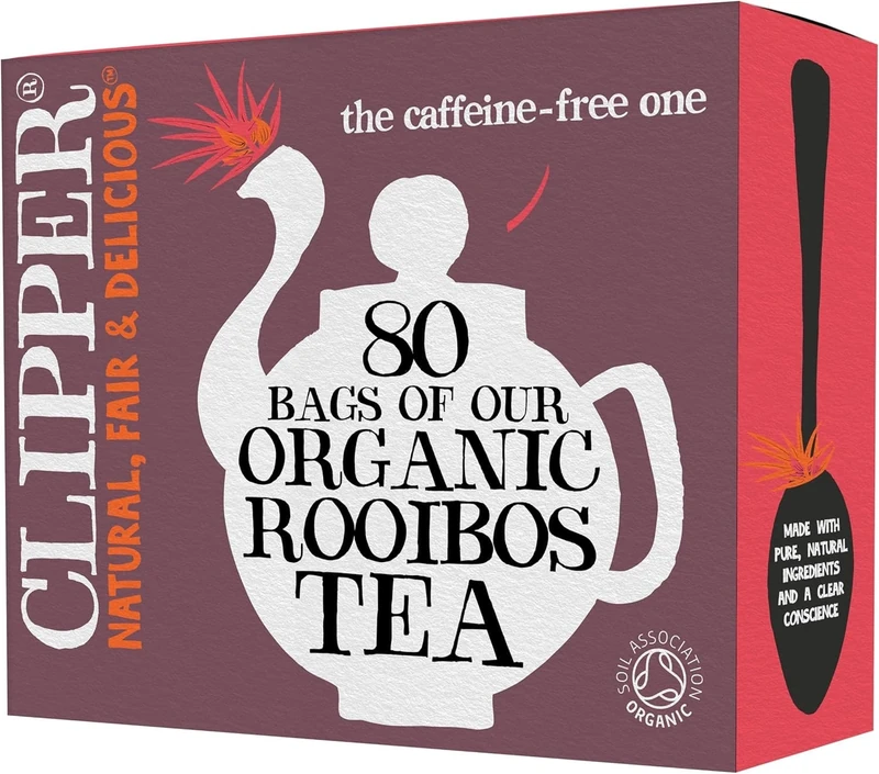"Clipper Organic Redbush Tea | 80 Pure Caffeine Free Rooibos Tea for Home or Office | Eco-Conscious Herbal Teabags | Natural, Unbleached, Compostable, Plant-Based & Biodegradable Teabags"