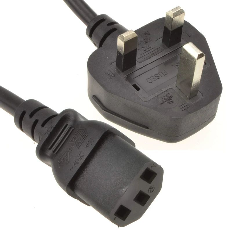 kenable 1m UK Plug to IEC C13 Power Cord - 5A for PC Monitor & Printer