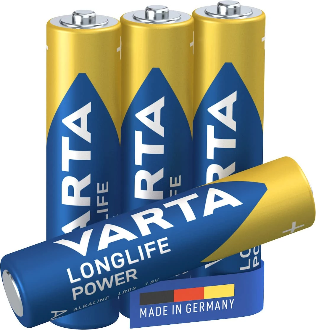 VARTA Longlife Power AAA Micro LR06 Alkaline Battery (4-pack) - Made in Germany - ideal for toys, torches, controllers and other battery-powered devices