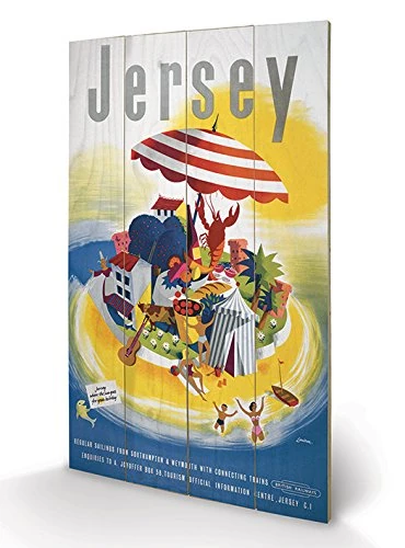 Pyramid International Jersey Island Wood Print, Multi-Colour, Large Canvas