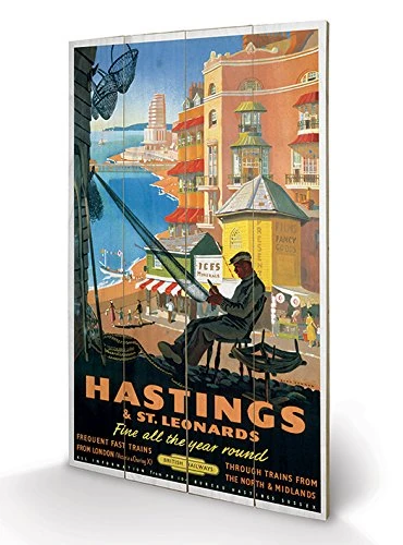 Pyramid International Hastings and St. Leonards Wood Print, Multi-Colour, 45 x 76 x 1.3 cm