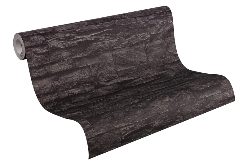 A.S. Creation Non-woven wallpaper Best of Wood and Stone 2nd Edition Natural Stone Wallpaper 10.05 m x 53 cm Grey Black Made in Germany 707123 7071-23, multi-colour - Image 1