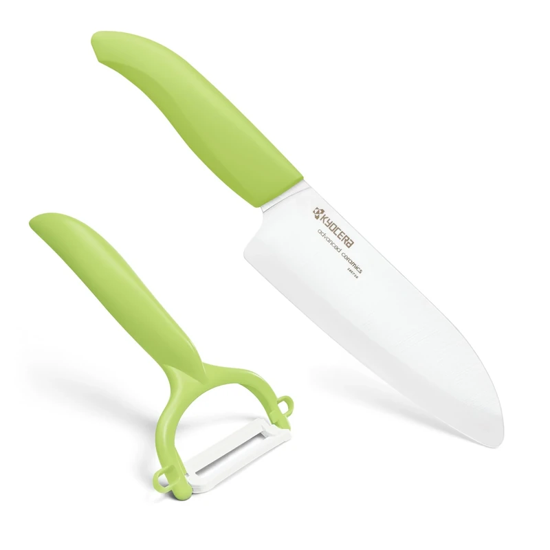 KYOCERA Cut & Peel Set Green Blister Pack - 14cm Santoku Knife & Peeler
