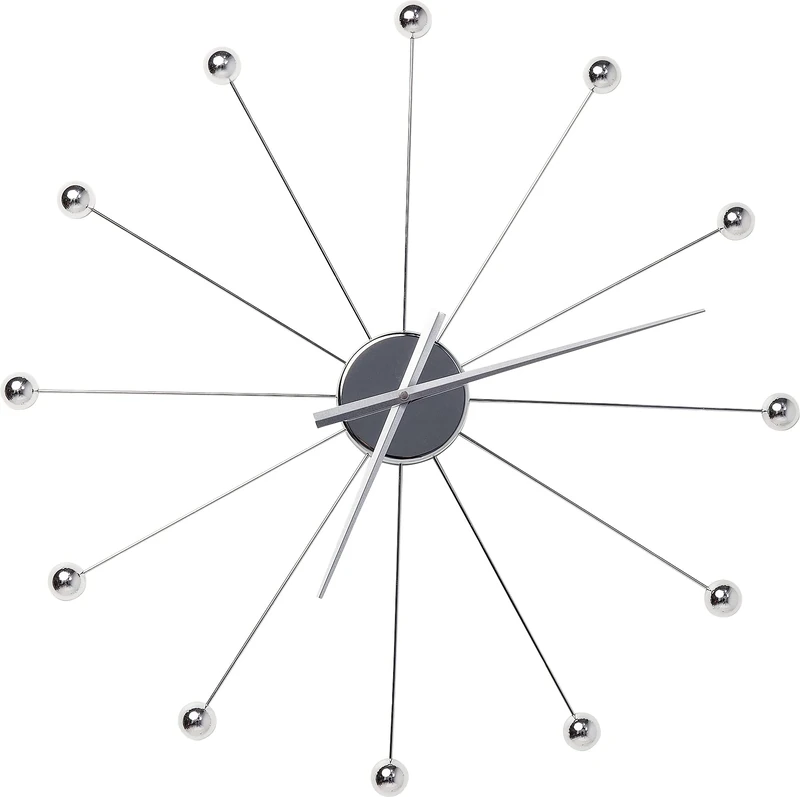 Kare Design Wall Clock Like Umbrella Balls, Chrome, Steel, Round Wall Clock, Diameter 60 cm, Room Decor, Large Wall Clock for Living Room, Hallway, Bedroom, Without Batteries
