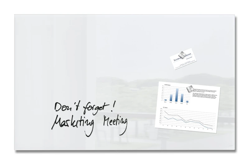 SIGEL GL131 Premium Glass magnetic Board, glossy surface, 78 x 48 cm, easy mounting, super White - Artverum