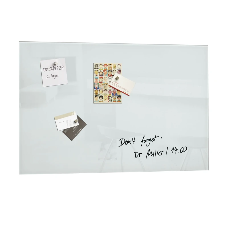 SIGEL GL121 Premium Glass magnetic Board, glossy surface, 60 x 40 cm, easy mounting, super White - Artverum