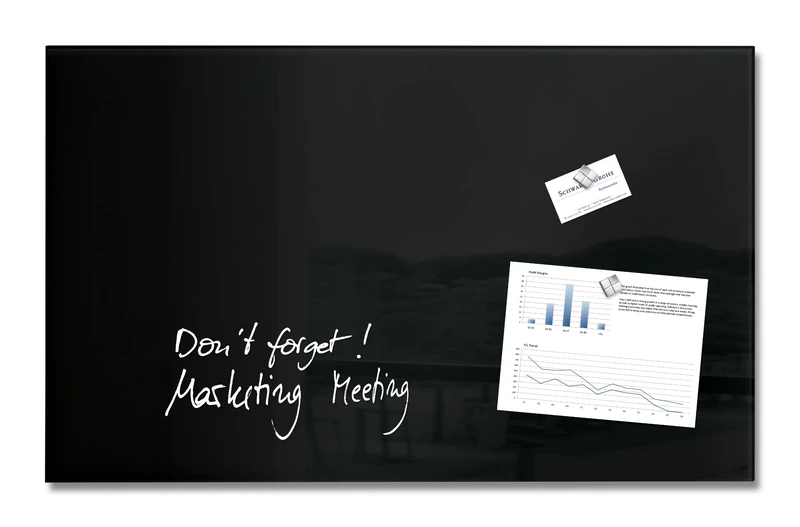 SIGEL GL130 Premium Glass magnetic Board, glossy surface, 78 x 48 cm, easy mounting, Black - Artverum