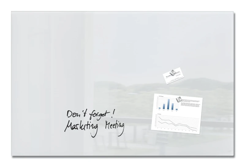 SIGEL GL141 Premium Glass magnetic Board / White Board, glossy surface, 100 x 65 cm, easy mounting, super White - Artverum