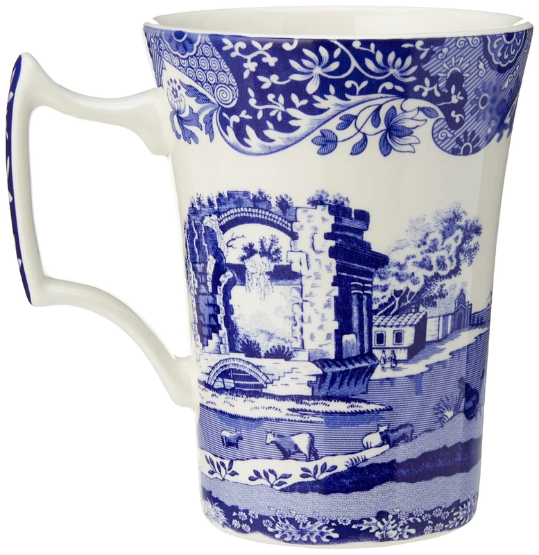 Spode China Blue-White Mug Set of 4 Blue Italian Design