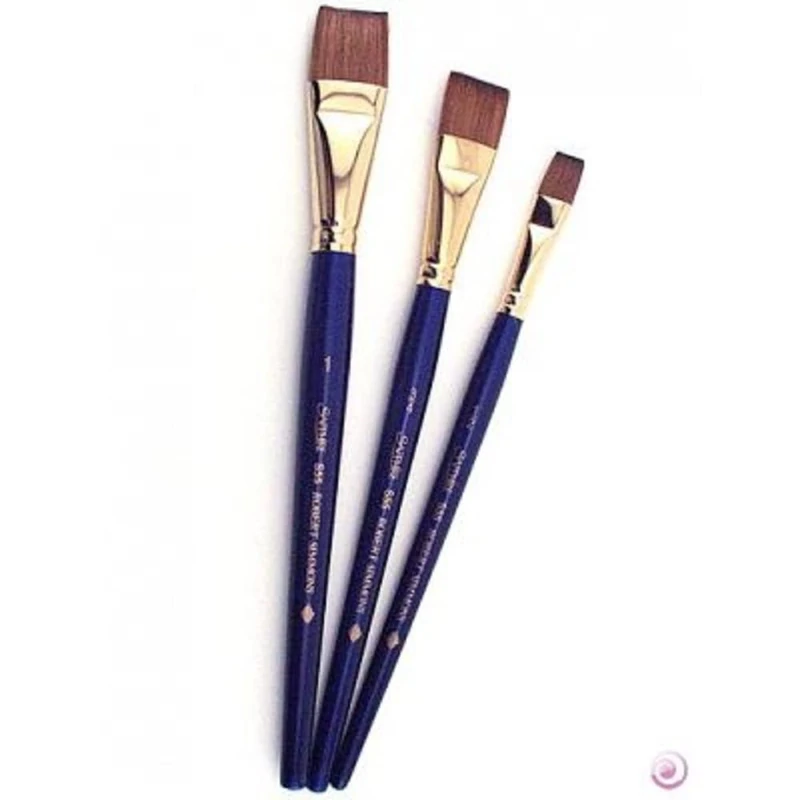 Daler-Rowney Sapphire Watercolour Brush, Sable & Synthetic Blend, Short Handle, One Stroke and Flat Wash, , Wallet, Wash Set, 3 Assorted Brushes