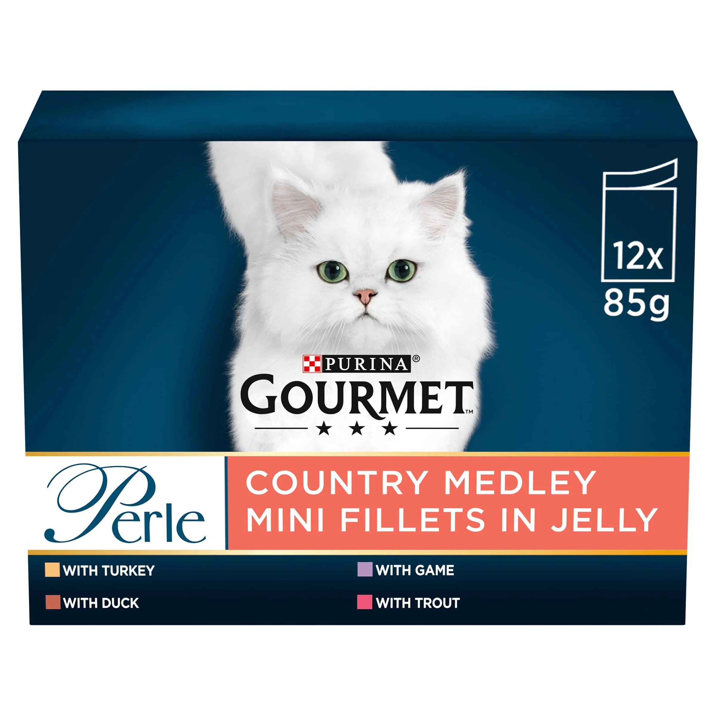 GOURMET Perle Country Medley in Jelly Wet Cat Food 12x85g, Pack of 4