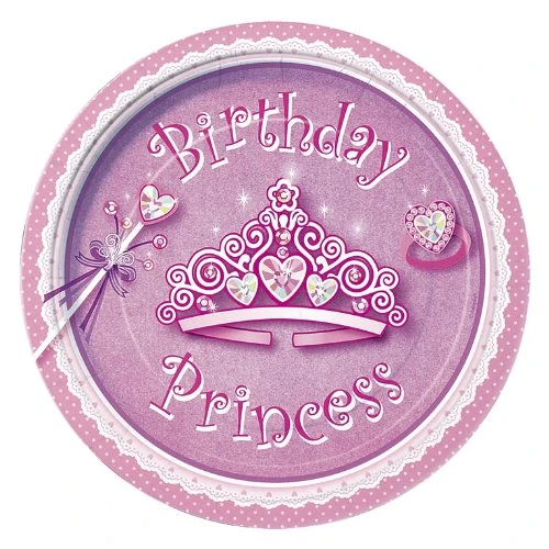 {D} Birthday Princess 9" Plates [8] - Image 1
