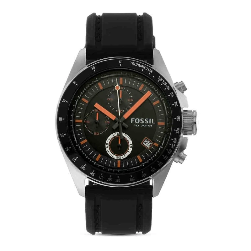 Fossil Watch for Men Decker, Quartz Chronograph Movement, 44 mm Silver Stainless Steel Case with a Silicone Strap, CH2647 - Image 1