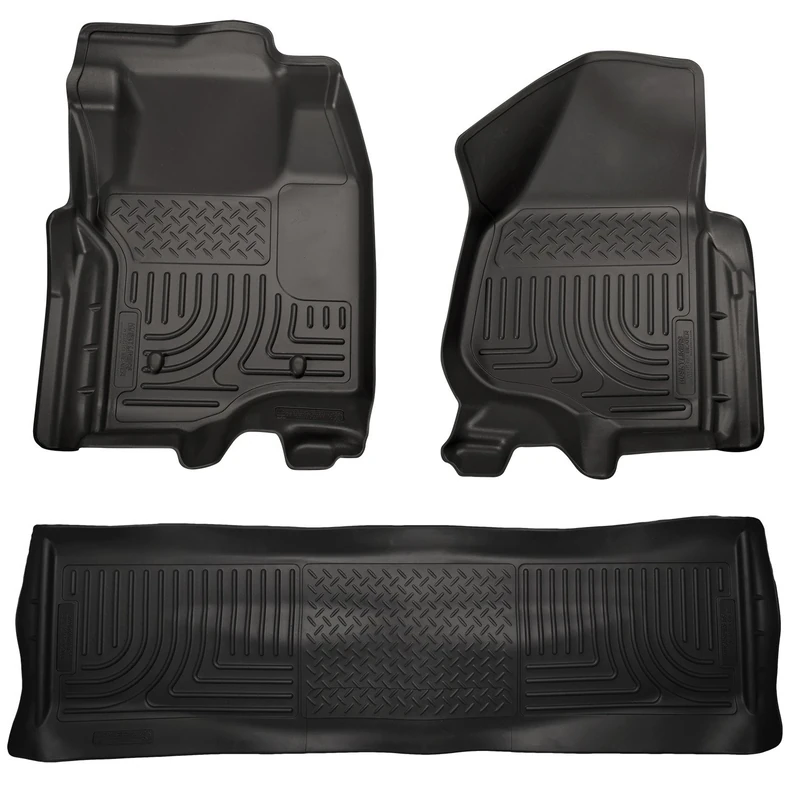 Husky Liners - 98711 Fits 2011-12 Ford F-250/F-350 Crew Cab Weatherbeater Front & 2nd Seat Floor Mats (Footwell Coverage) Black