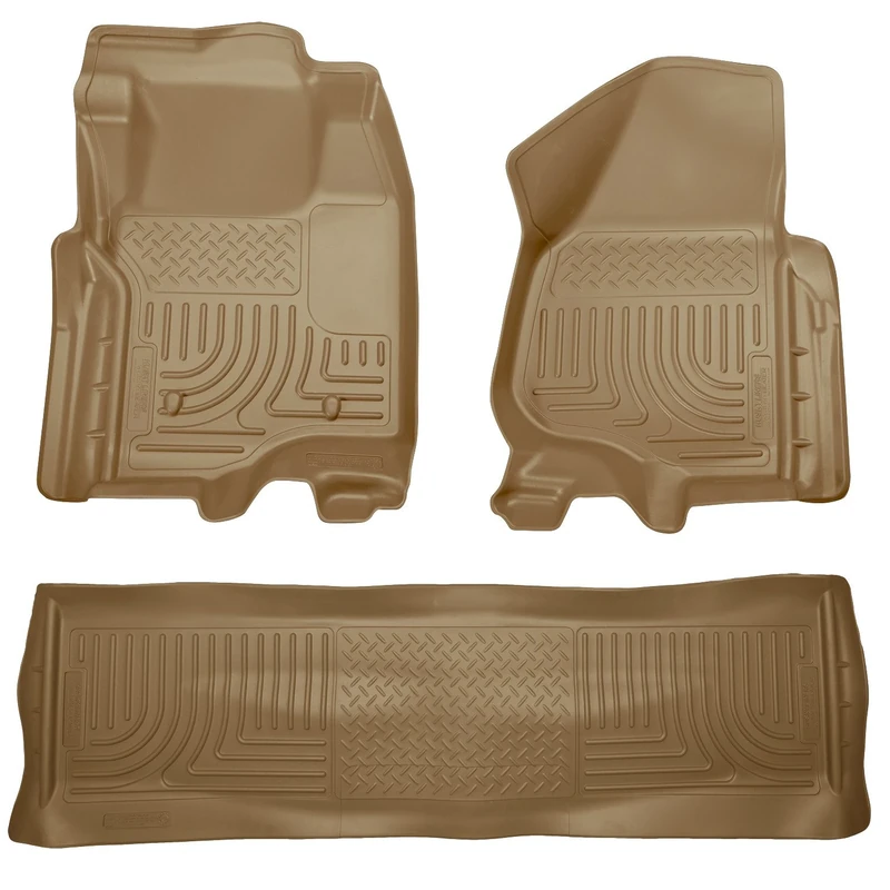Husky Liners Fits 2011-12 Ford F-250/F-350 Crew Cab Weatherbeater Front & 2nd Seat Floor Mats (Footwell Coverage),Tan,98713