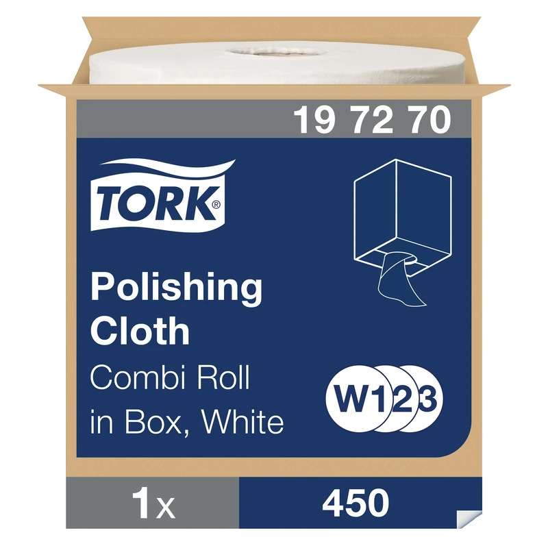 Tork Polishing Cleaning Cloth White W1/2/3, Professional Quality, 1 x 450 Cloths, 197270