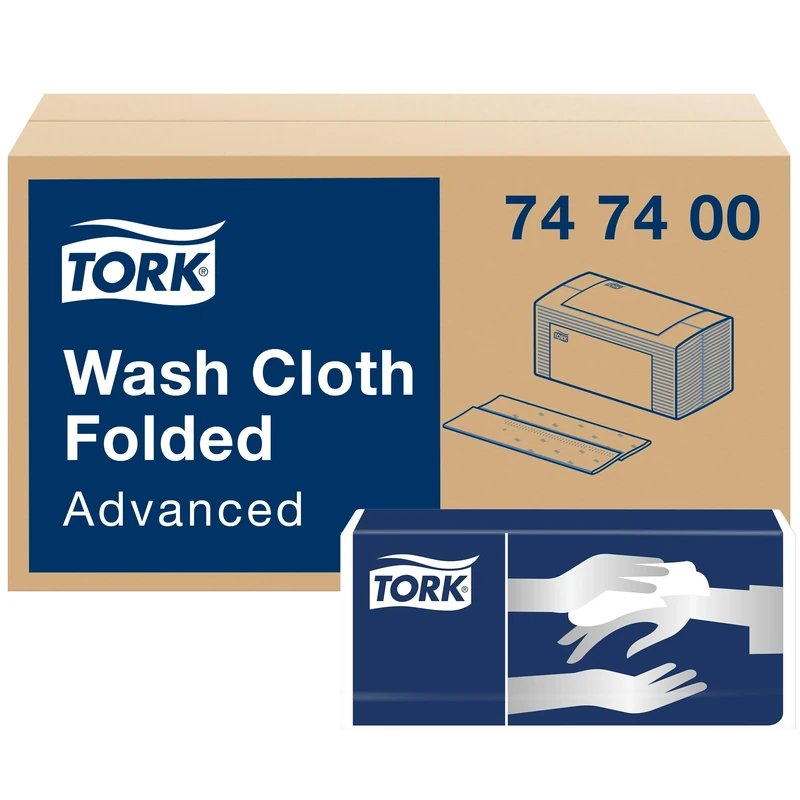 Tork Wash Cloth Advanced Soft Flannel White Disposable Wash Rag, 20 x 120 Cloths (25x19 cm)