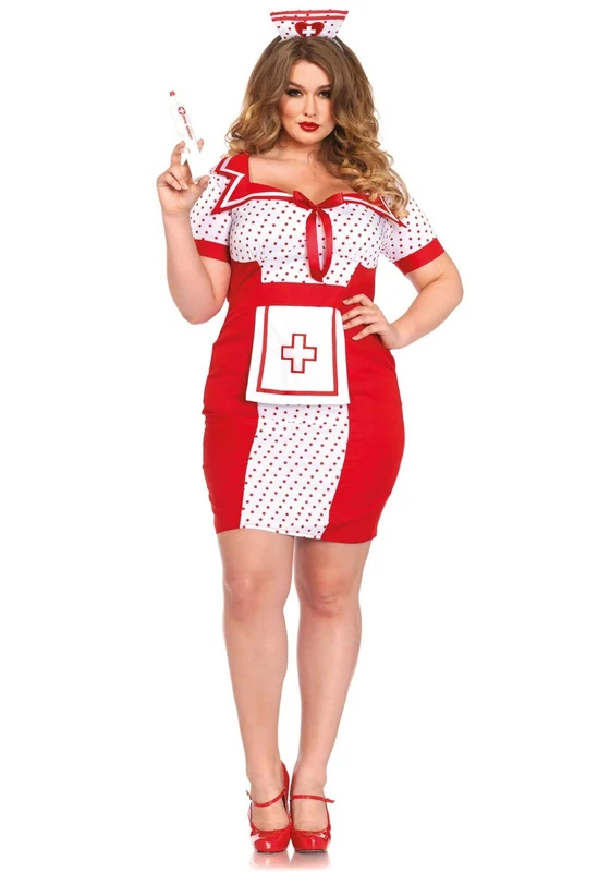 Leg Avenue Bedside Betty Costume (Size 3X - 4X, Red/White)