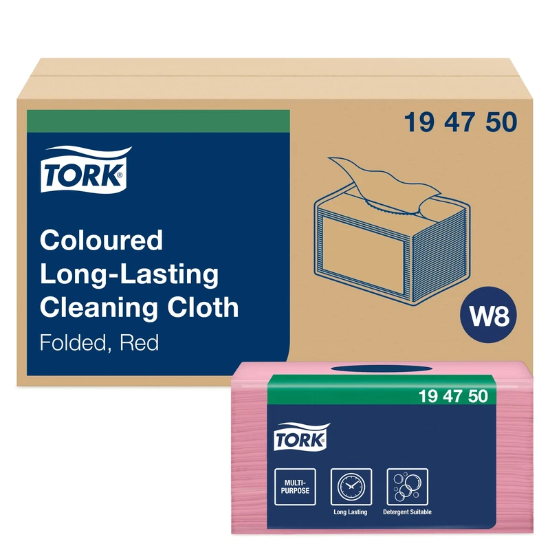 Tork D8233 Colour-Coded Specialist Cloth, 300mm x 380mm, Red, Pack of 8
