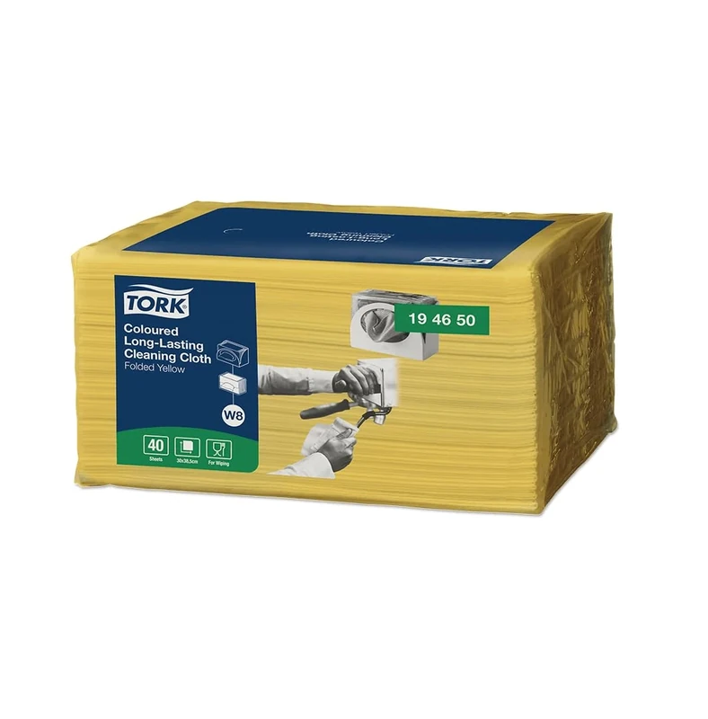 Tork D8234 Colour-Coded Specialist Cloth, 300mm x 380mm, Yellow, Pack of 8