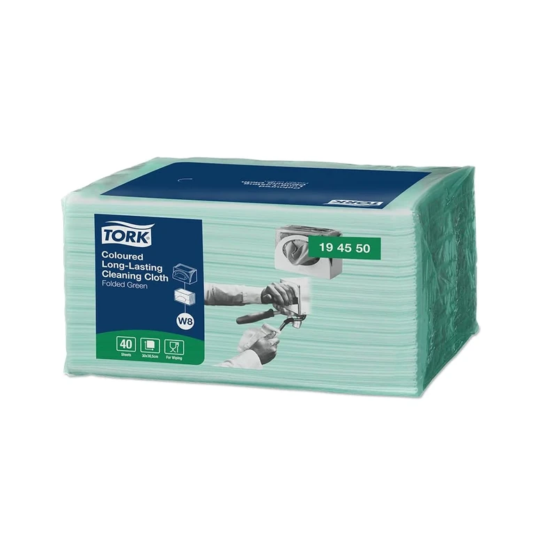 Tork D8235 Colour-Coded Specialist Cloth, 300mm x 380mm, Green, Pack of 8