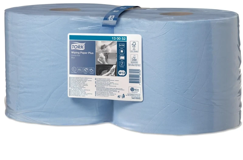 Tork Wiping Plus Combi Rol Poetpaper 2-ply Blauw W1/W2