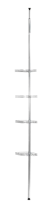 Wenko 18596100 Telescopic Shower Corner Element Prea 4 Storage Baskets, Metal Stainless Steel, 28 x 56275 x 20 cm, Shiny