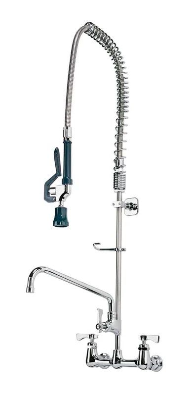 Krowne 17-109WL Royal Series 8" Center Wall Mount Pre-Rinse with Add-on Faucet, 12" Spout, Low Lead