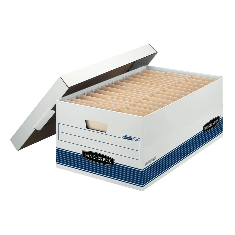 BANKERS BOX STOR/File Medium-Duty Storage Boxes, FastFold, Lift-Off Lid, Legal, 4 Pack (0070205)