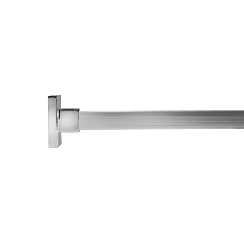 Croydex AD116441 Square Section Shower Curtain Rod With Rings Maximum Length 2500mm Chrome, Silver