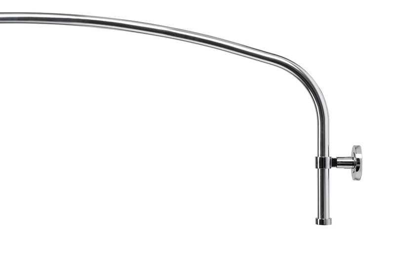 Croydex Luxury Chrome Curved Shower Curtain Rail - Modern L-Shaped Shower Rod, Quick & Easy Installation, Straight Wall or Corner, Adjustable Length up to 2000mm