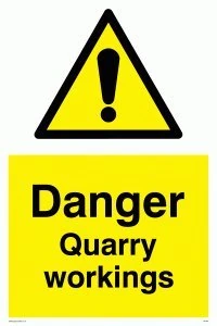 Viking Signs WC487-A1P-1M "Danger Quarry Workings" Sign, 1 mm Semi-Rigid Plastic, 800 mm H x 600 mm W