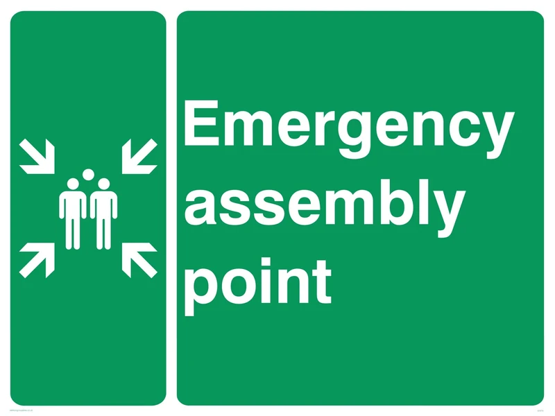 Viking Signs SY474-A1L-AC "Emergency Assembly Point" Sign, Aluminium Composite, 600 mm H x 800 mm W