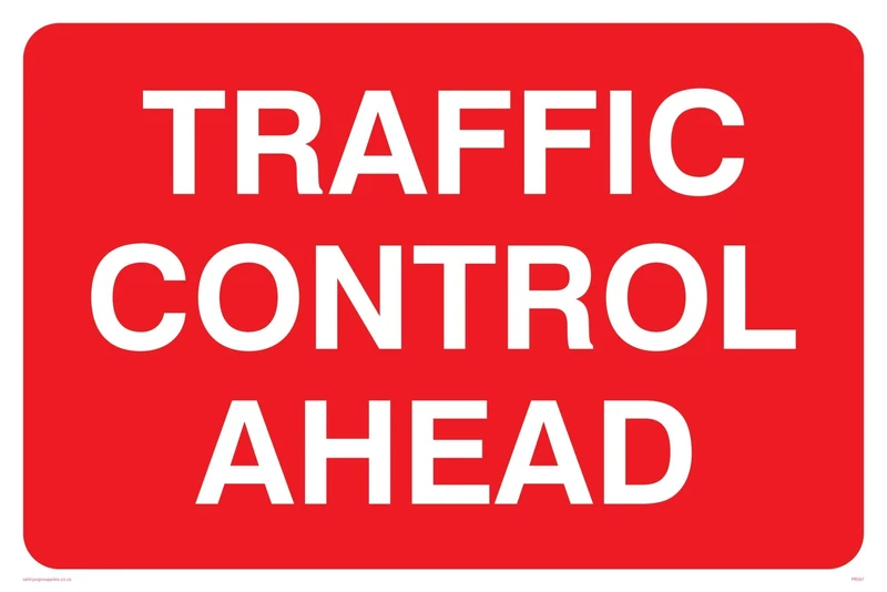Viking Signs PR557-A2L-AC "Traffic Control Ahead" Sign, Aluminium Composite, 400 mm H x 600 mm W