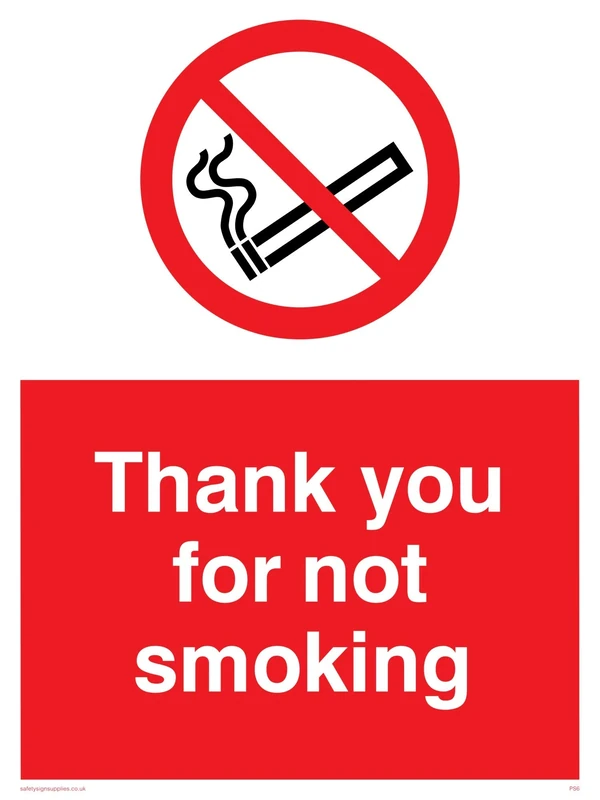 Viking Signs PS6-A1P-1M "Thank You For Not Smoking" Sign, Plastic, 1 mm Semi-Rigid, 800 mm H x 600 mm W