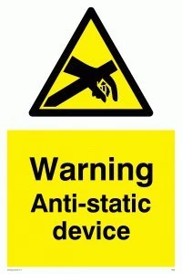 Viking Signs WE88-A1P-AC "Warning Anti-Static Device" Sign, Aluminium Composite, 800 mm H x 600 mm W